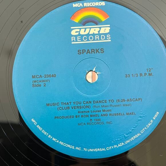 Sparks Music You Can Dance To 12" Single Club Version 1986 Curb Records MCA23640 - Picture 3 of 6